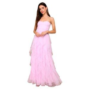 Lulus Pink Tulle Strapless Maxi Dress NWT Size Medium Pink Prom Homecoming Dress
